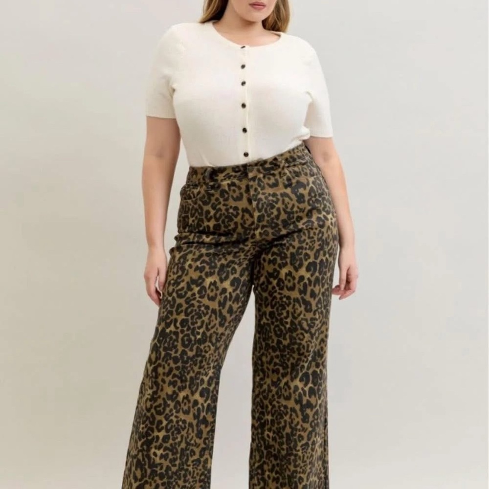 Judy Blue Leopard Print Wide-Leg Pants